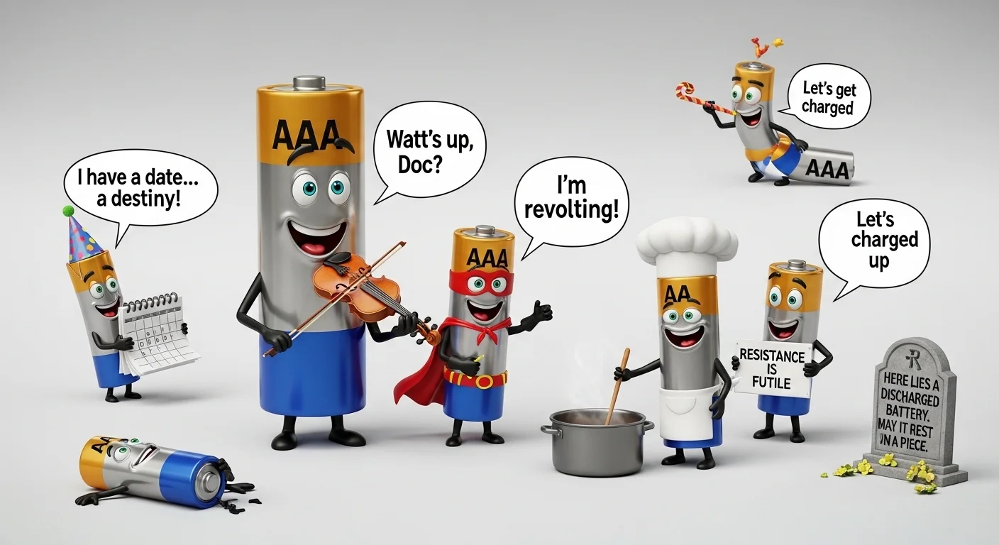 Charged Battery Puns